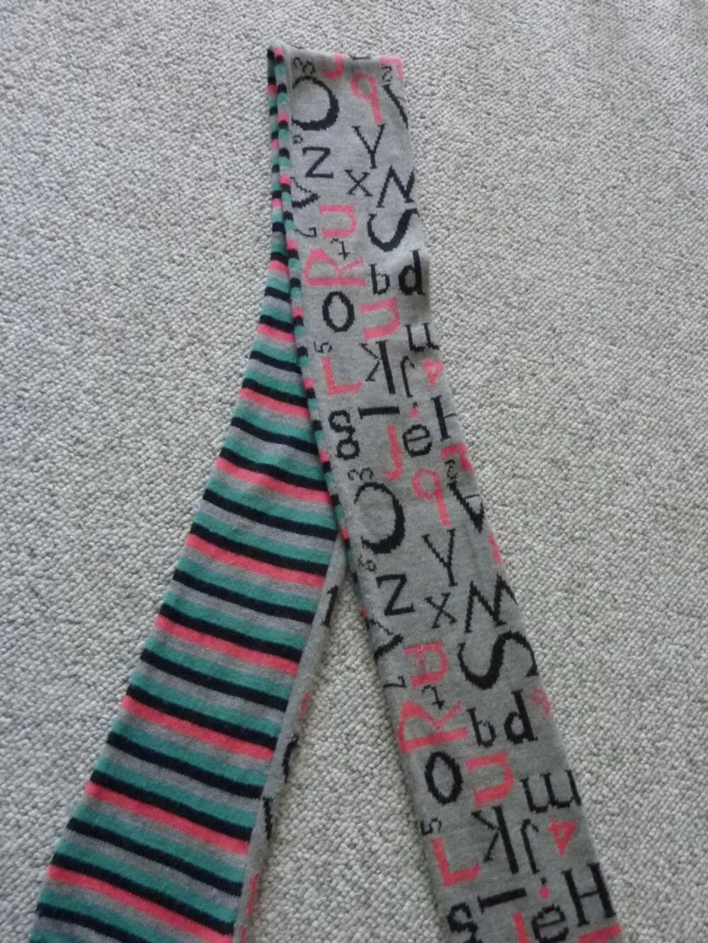 $118 Nordstrom Neck Scarf Pink Teal Black Grey Alphabet Striped 75